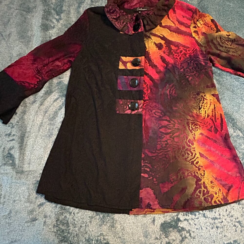 Caleaas Jacket Lagenlook Art to Wear Button up Women's Size M